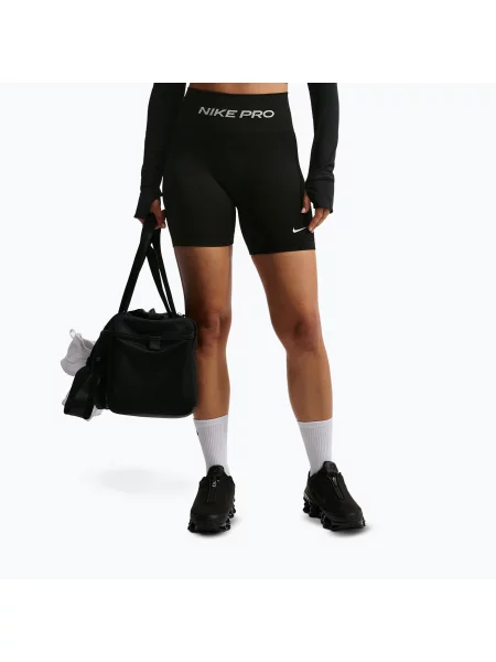 Pantaloni scurți de antrenament pentru femei Nike Pro Seamless High Waisted Biker 5" black/white alb