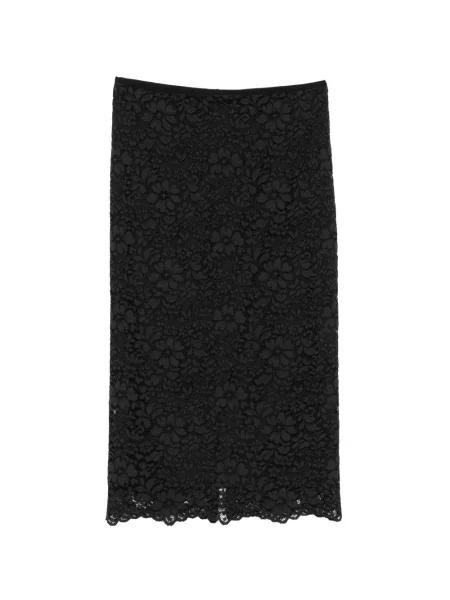 Fustă midi Simonetta Ravizza cu model floral din dantelă negru