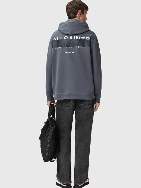 Свитер Allsaints с капюшоном с принтом черный