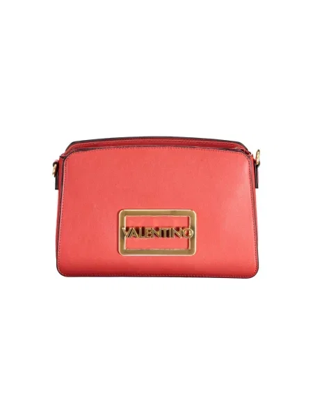 Lniana torebka crossbody Valentino By Mario Valentino z odpinanym paskiem czerwona