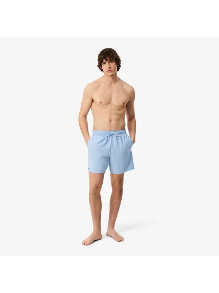 Lacoste Monochromatyczne Kąpielówki Średniej Długości niebieski