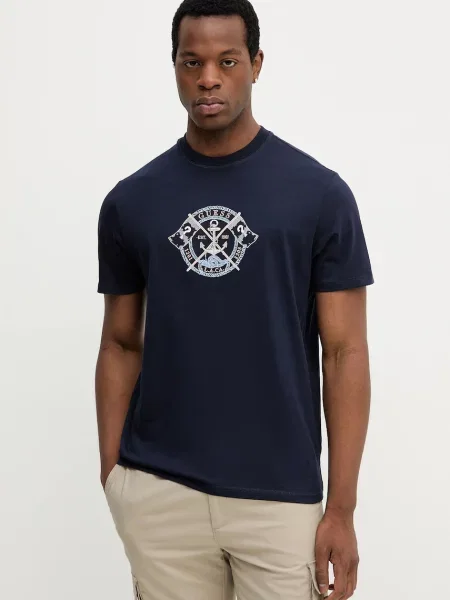 Guess t-shirt MARINA z aplikacją granatowy