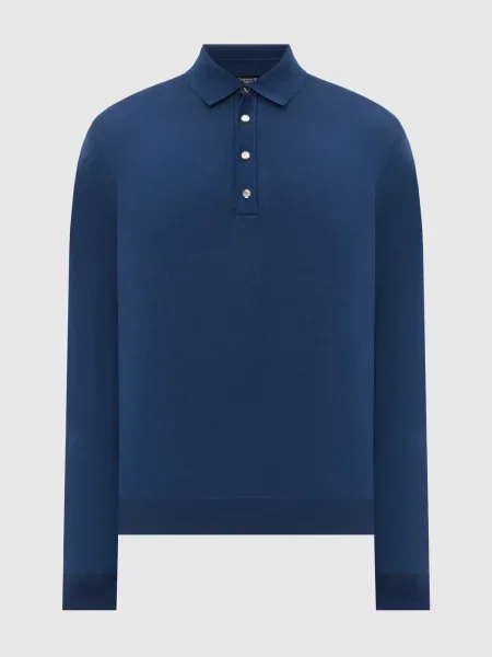 Поло Stefano Ricci с длинным рукавом синее