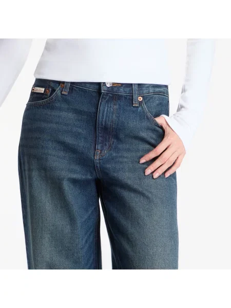 Nohavice Calvin Klein s nízkym pásom modrá