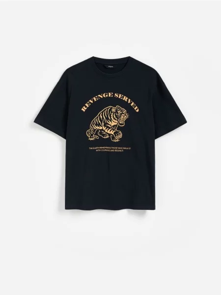 Reserved Tricou boxy cu imprimeu negru