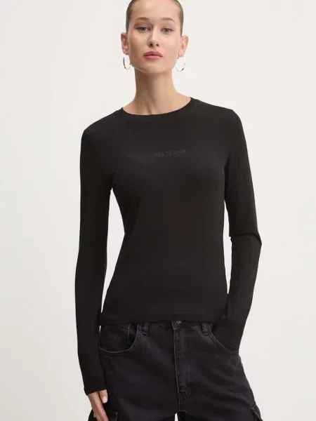GUESS JEANS LONG SLEEVE T-SHIRT BLACK czarna