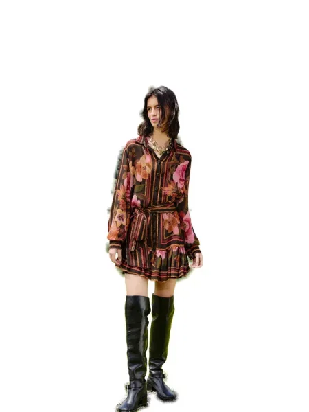 Rochie mini Farm Rio cu dungi negru