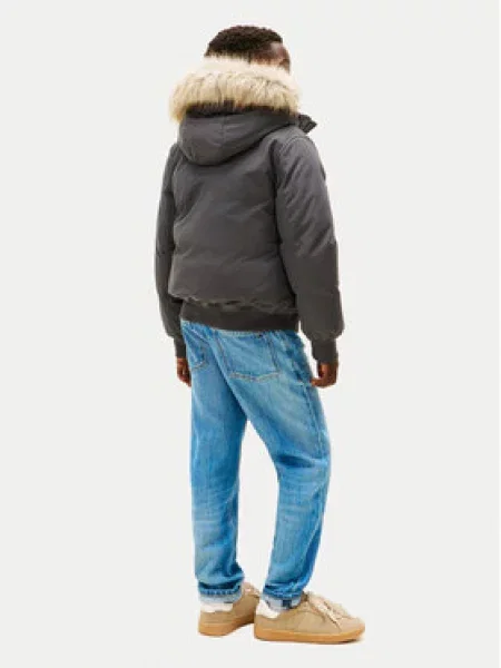 Tommy Hilfiger Žieminė striukė Hooded Fake Fur Bomber pilka