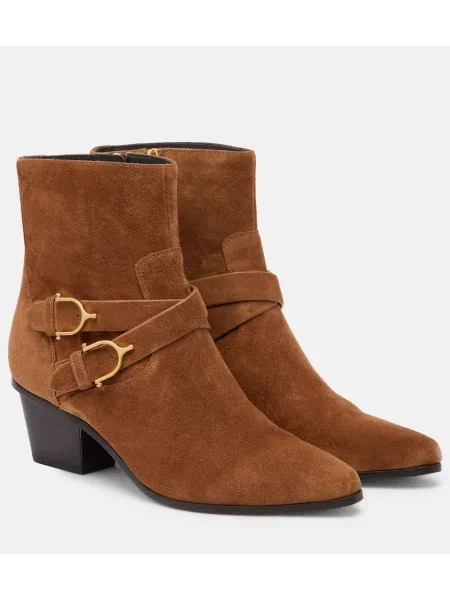 Cizme scurte Veronica Beard din piele de căprioară maro