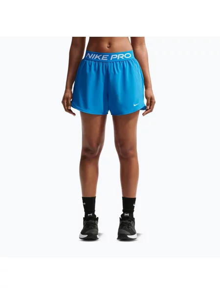 Pantaloni scurți de antrenament pentru femei Nike Pro light photo blue/white alb