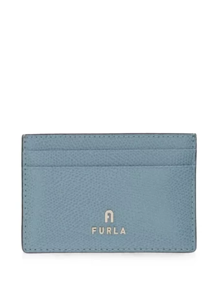 Portofel Furla din piele cu autograf albastru