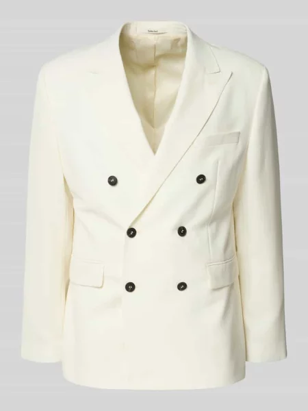 Marynarka garniturowa o kroju regular fit z dodatkiem wełny Selected Homme biała