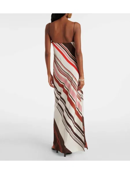 Rochie maxi Sir din satin cu dungi de costum