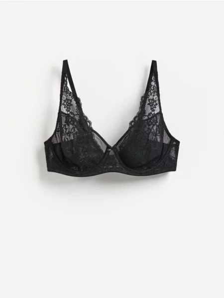 Reserved Sutien fin cu dantelă negru