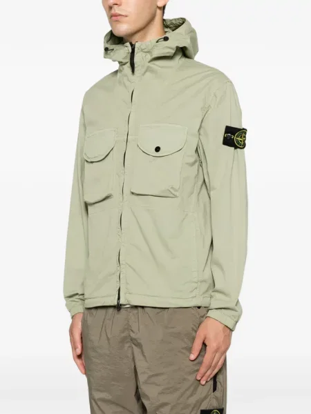 Geacă Stone Island cu glugă cu strasuri verde
