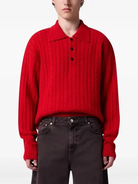 Tricou polo Msgm tricotate roșu