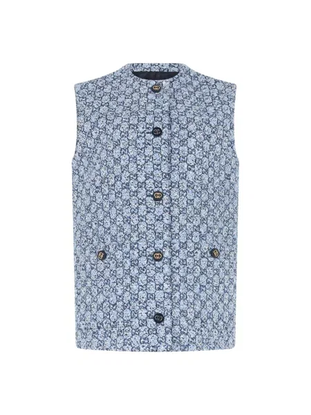 Kamizelka Gucci tweedowa niebieska