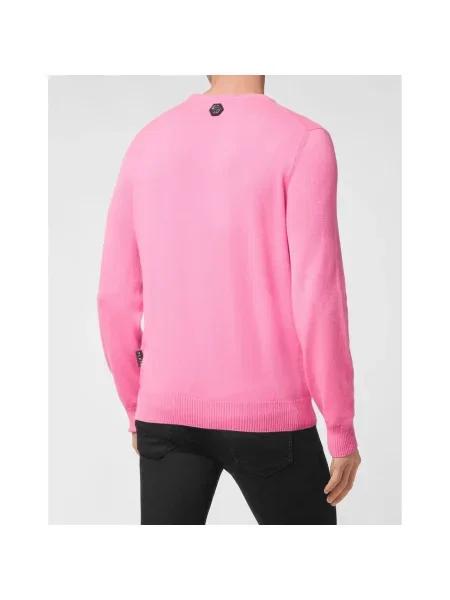 Sweter Philipp Plein skórzany różowy