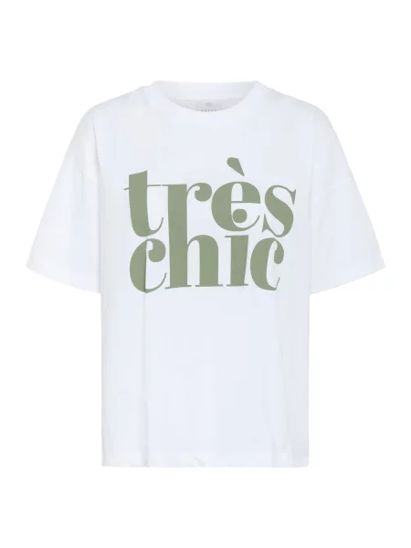 Kaffe Tricou Jenny verde pastel alb