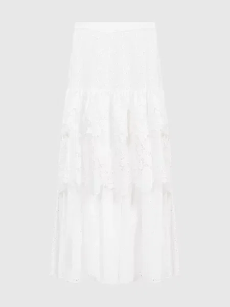 Спідниця максі BELLI у вишивку бродері з воланами Max & Co біла