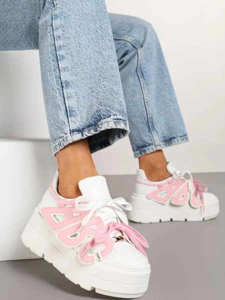 Sneakers Nelenith cu roz alb