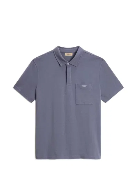 Tricou polo Woolrich din jerseu albastru