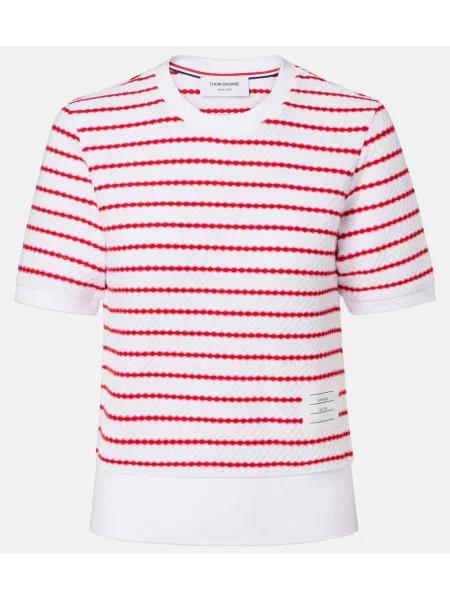 Top Thom Browne cu dungi alb