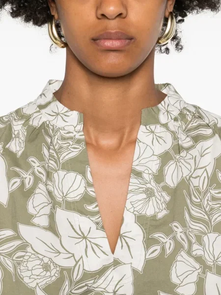 Bluză Marc O'polo cu model floral cu imagine cu decolteu în V verde