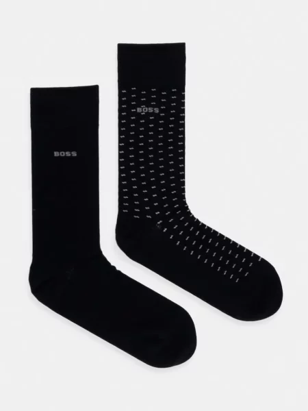 BOSS ponožky pánske s bavlnou 2P RS Minipattern čierna