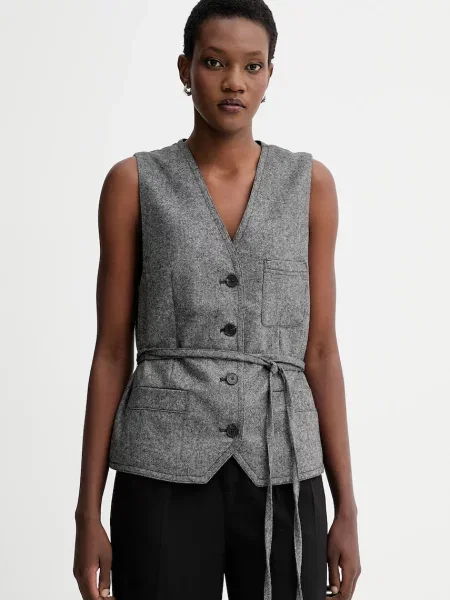 Marc O'Polo vestă din amestec de lână un singur rând de gri
