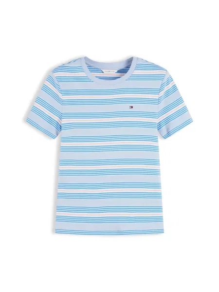 TOMMY HILFIGER Tricou CODY azur / albastru pastel / roșu deschis alb