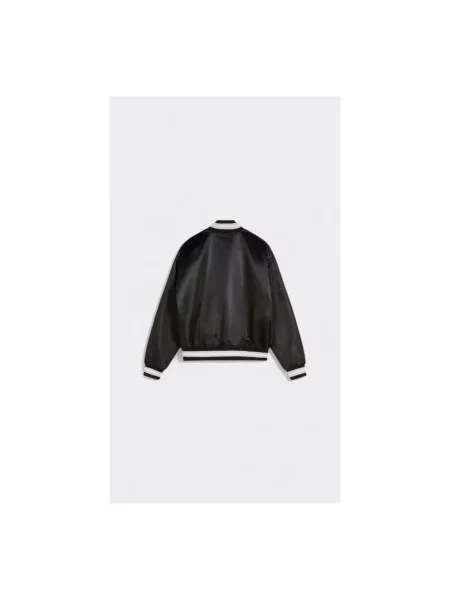 Patta Kurtki Mężczyzna XL Script Logo Satin Varsity Jacket czarny