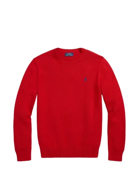 Tricou polo Polo Ralph Lauren cu glugă cu blană cu broderie roșu