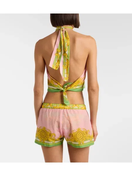 Pantaloni scurți Versace de mătase cu imagine