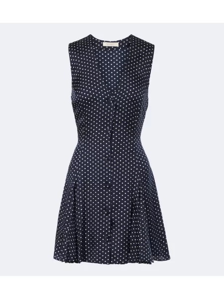 Rochie Dôen de mătase cu buline albastru