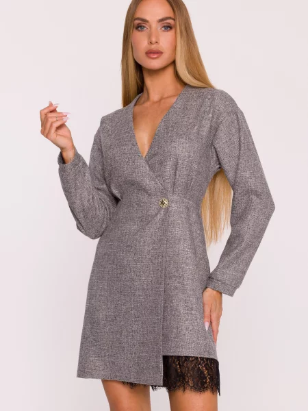 Rochie mini Made Of Emotion din tweed gri