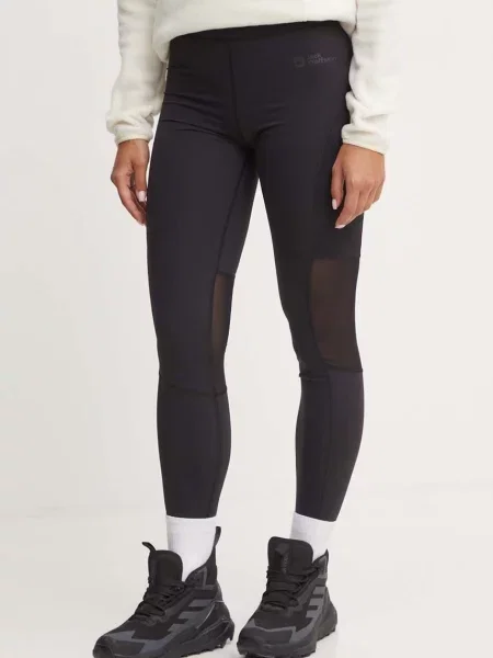 Sportovní legíny Jack Wolfskin Kensteig hladké černá