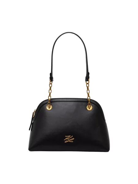 Karl Lagerfeld torebka skórzana K/AUTOGRAPH czarna