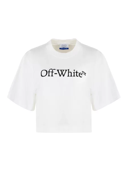 Koszulka Off-white z logo o skróconej długości biała