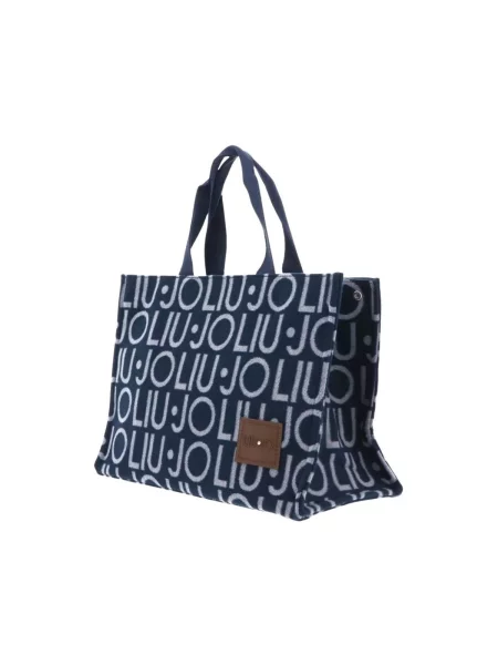 Shopper kabelka Liu Jo s autogramom modrá