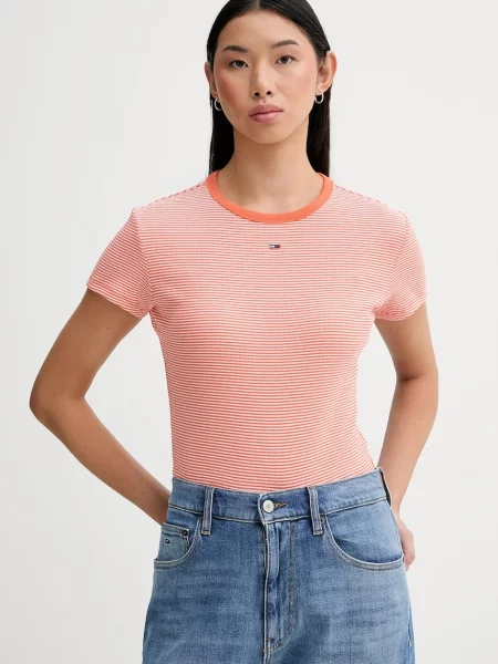 Тениска Tommy Jeans оранжево