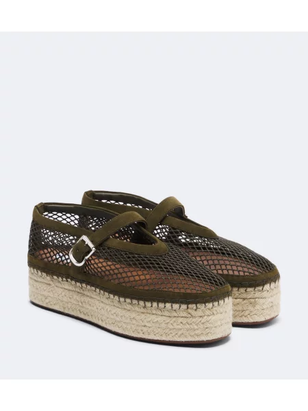 Espadrile Alaïa din piele de căprioară de plasă verde