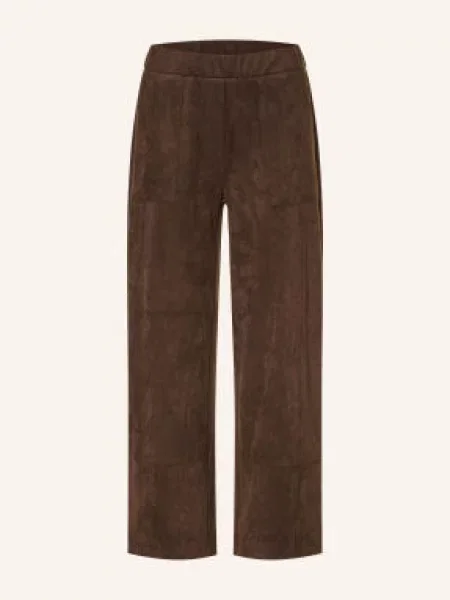 Opus Pants Kalhoty Metta Cargo V Koženém Vzhledu tmavě hnědá