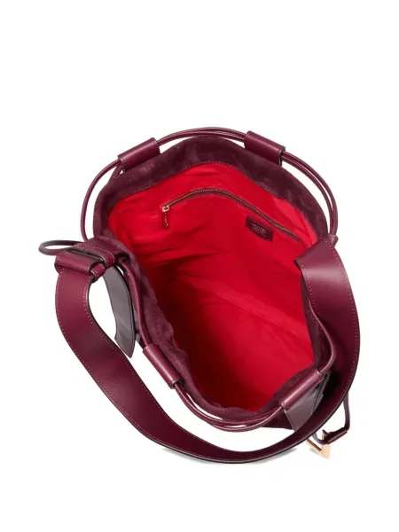 Geantă bucket Lancel din piele de căprioară roșu