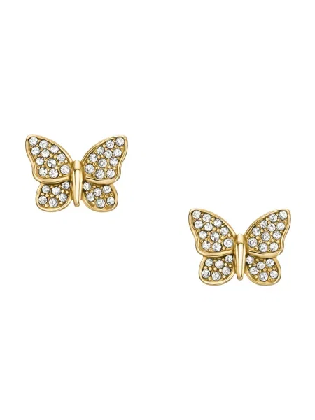 FOSSIL Náušnice SUTTON / strieborná / priehľadná zlatá