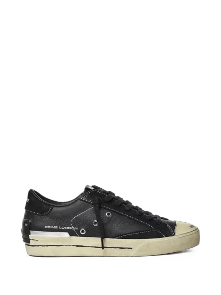 Sneakerși Crime London din piele zdrențuiți negru