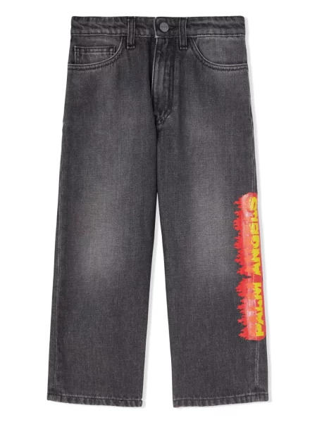 Jeansy straight leg dziecięce Palm Angels czarne