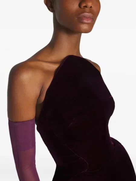 Rochie maxi Mugler fără bretele roșu