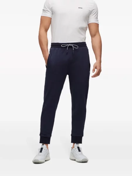 Pantaloni Boss cu broderie alergare albastru