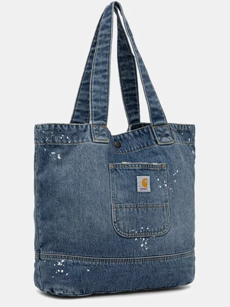 Geantă Carhartt WIP Denim Tote Blue Destroy Wash Splatter Universal albastru